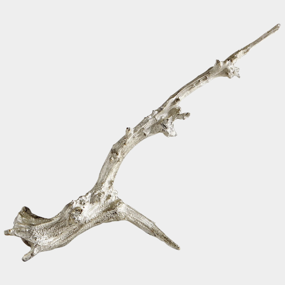 Silver Drifting Sculpture Abstract Resin Art, 14"