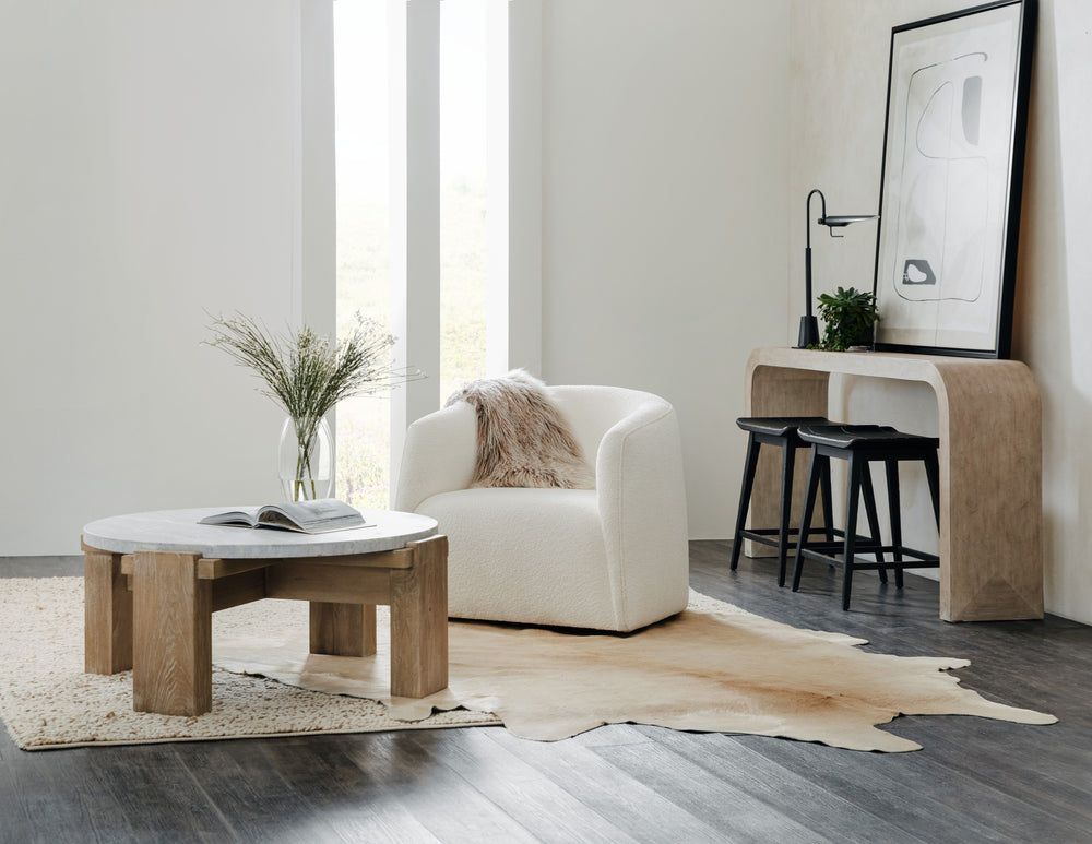 Nova Swivel Chair in Off White with Stain-Resistant Fabric