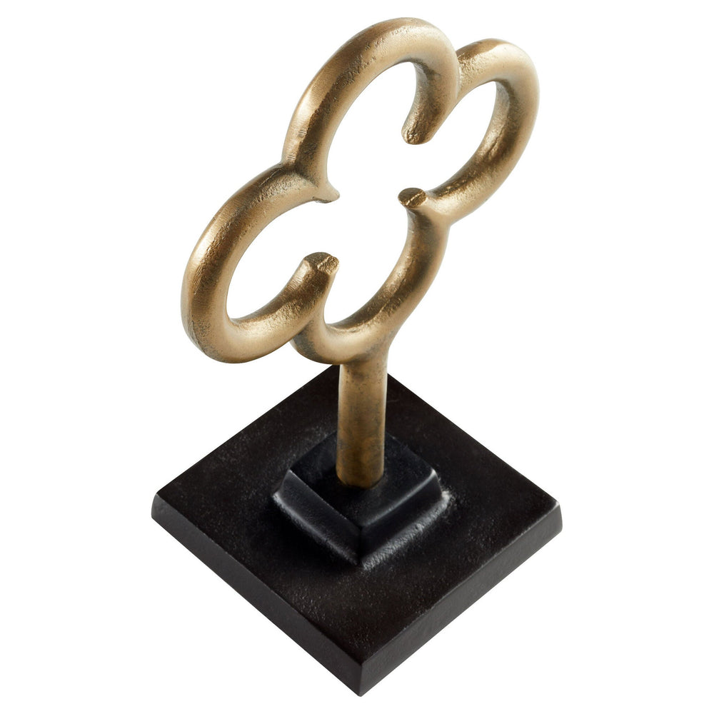 Quatrefoil Gold Sculpture – Brass & Marble Home Decor