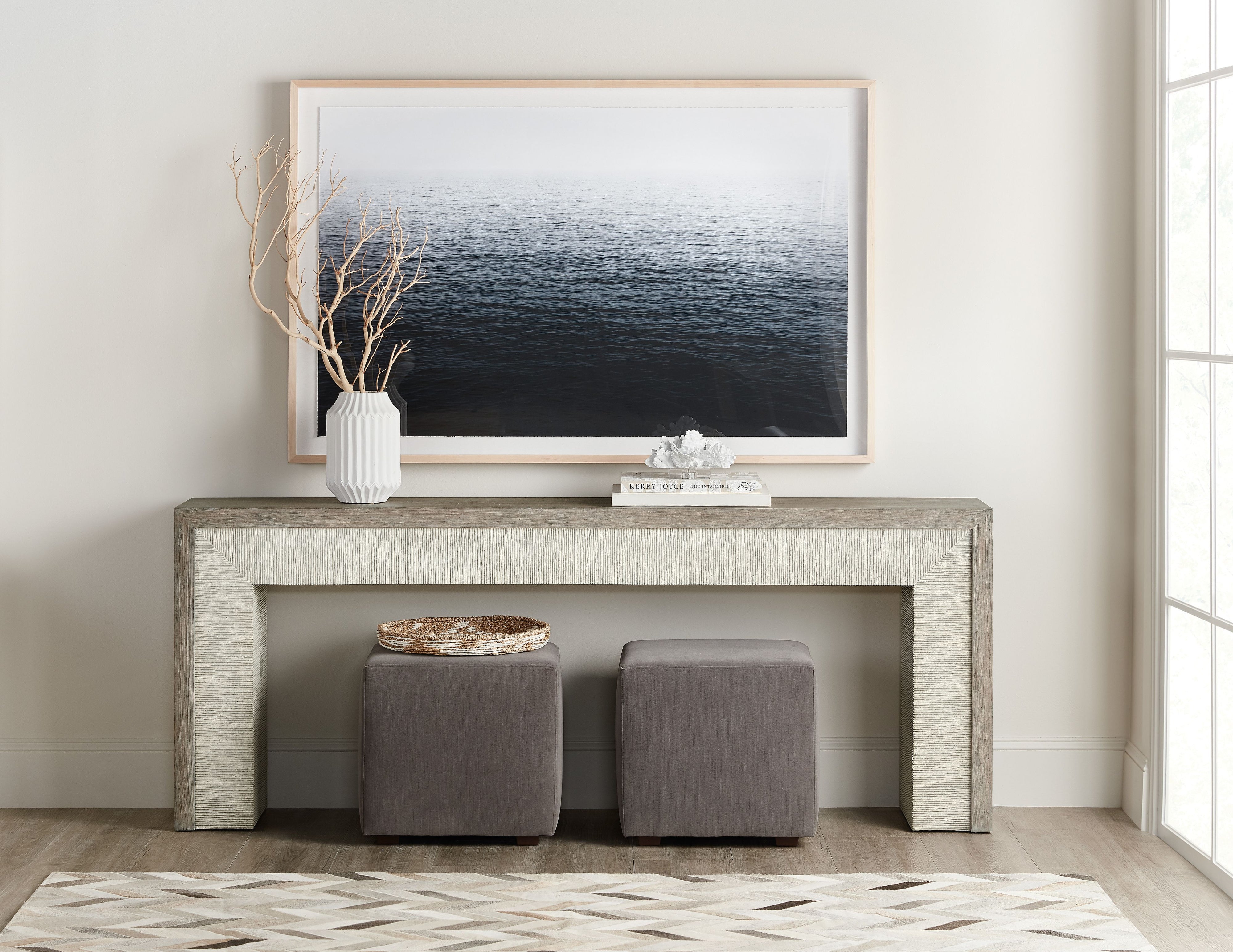 Serenity Skipper Console Table – Two-Tone Gray Oak Veneers