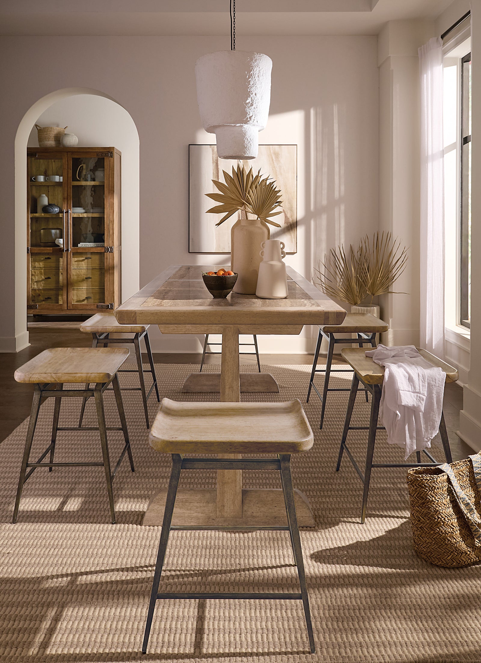 Vineyard Row Friendship Table – Sonoma Hickory, Travertine