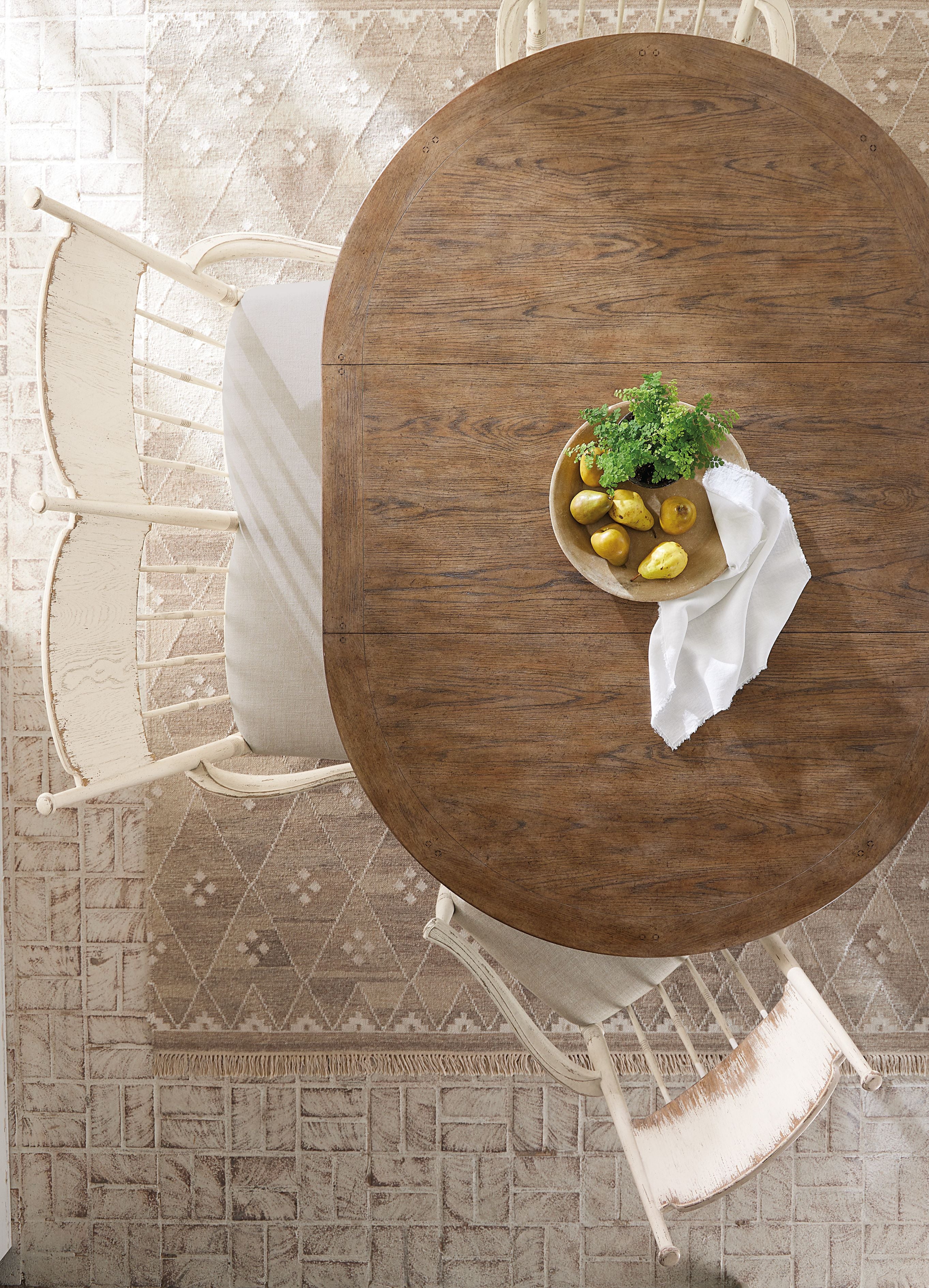 Americana Round Pedestal Dining Table with Leaf – Oak Veneer