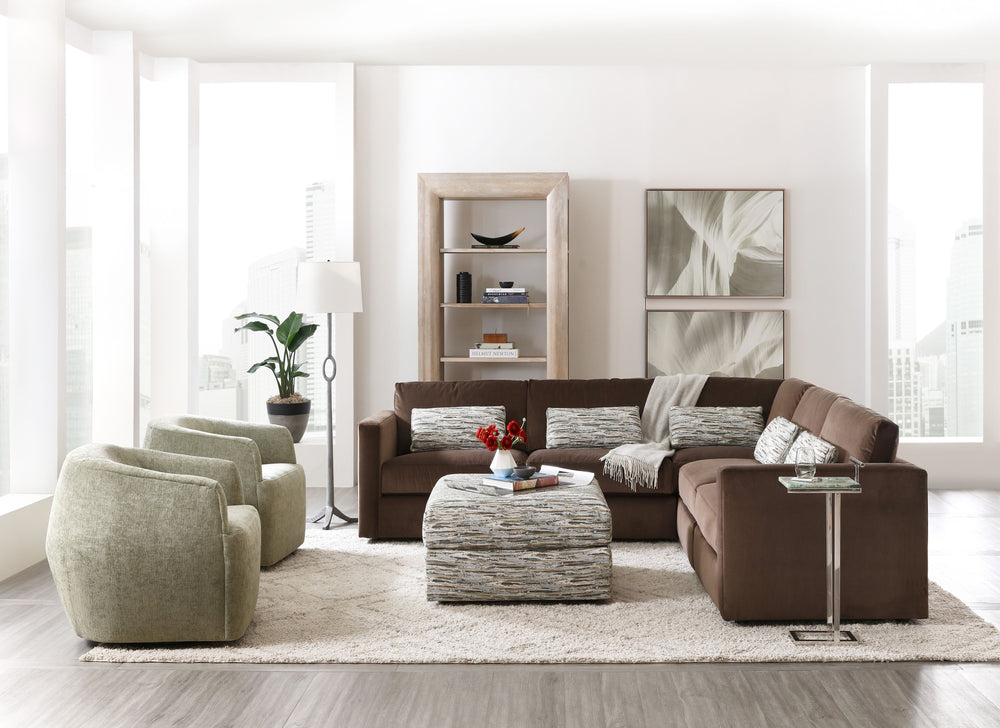 Cobble Hill Sectional with Ottoman – Chocolate Brown