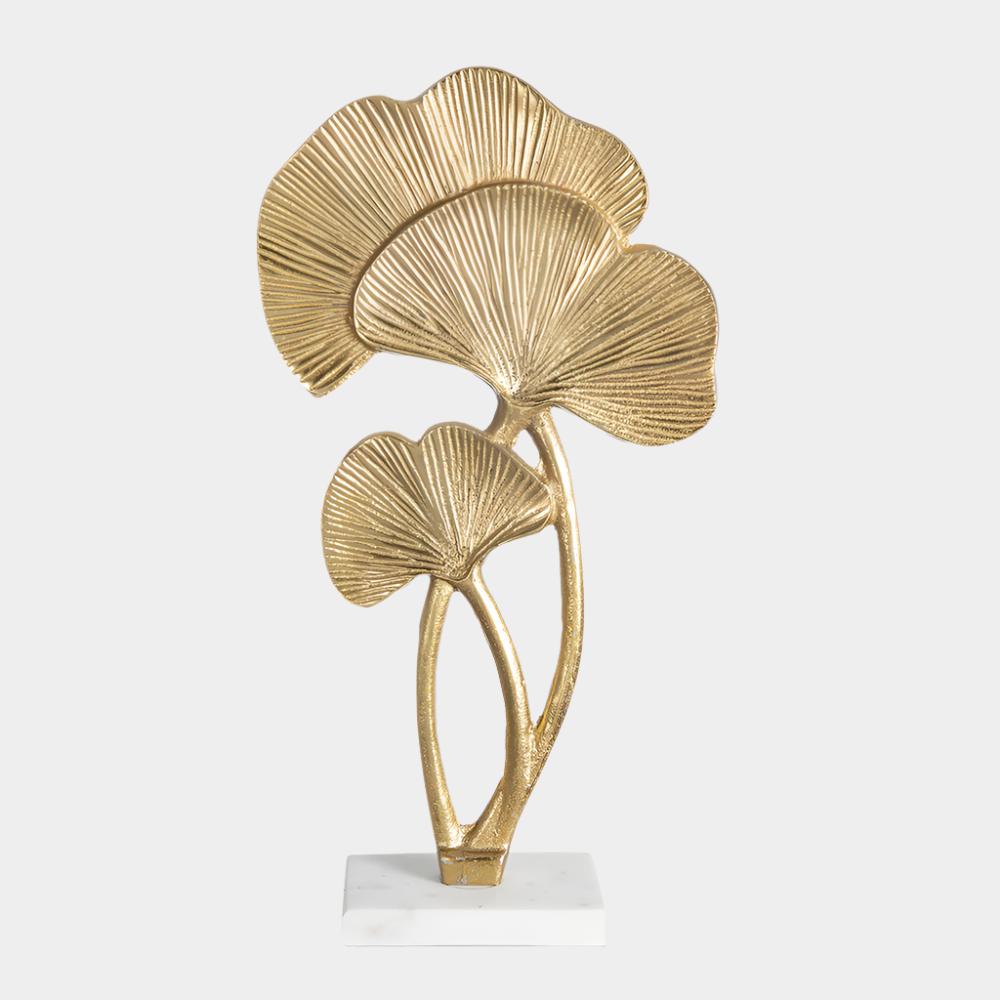 Decorative Gold Leaf Sculpture – Marble & Aluminum Accents