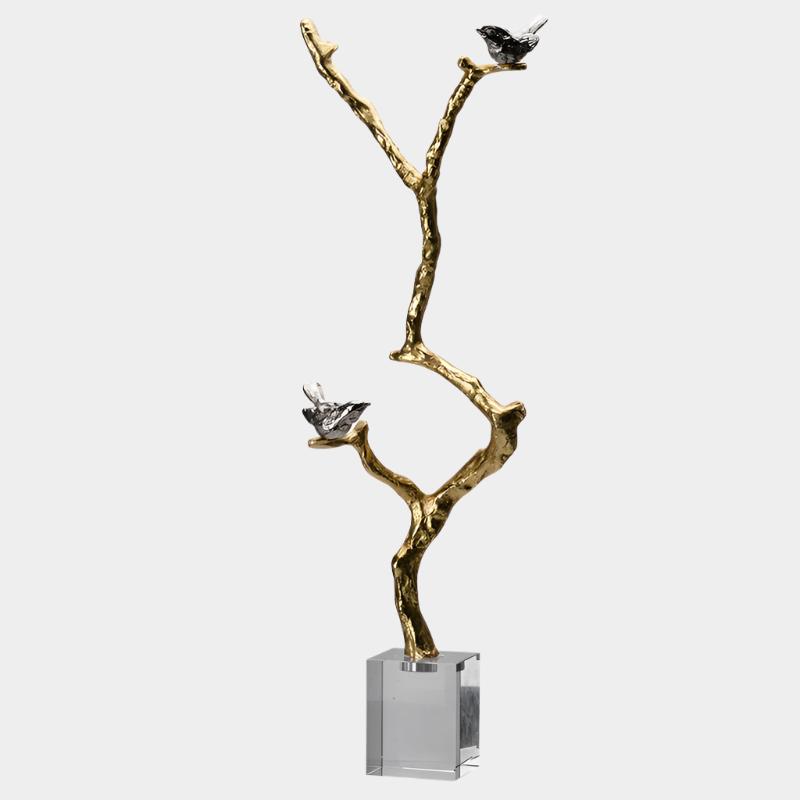 Atelier Branch Sculpture with Birds on Crystal Stand