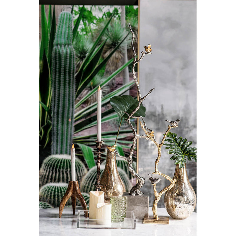 Atelier Branch Sculpture with Birds on Crystal Stand