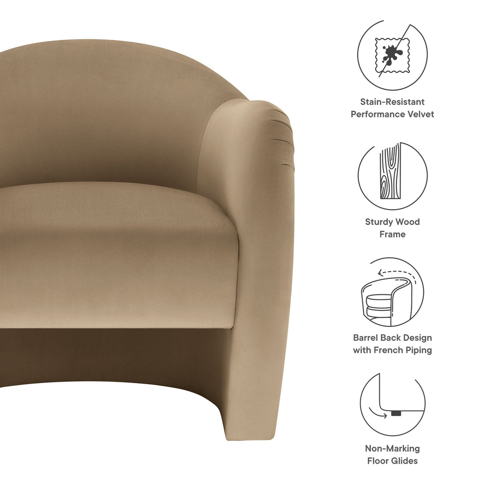 Compose Performance Velvet Accent Chair in Taupe