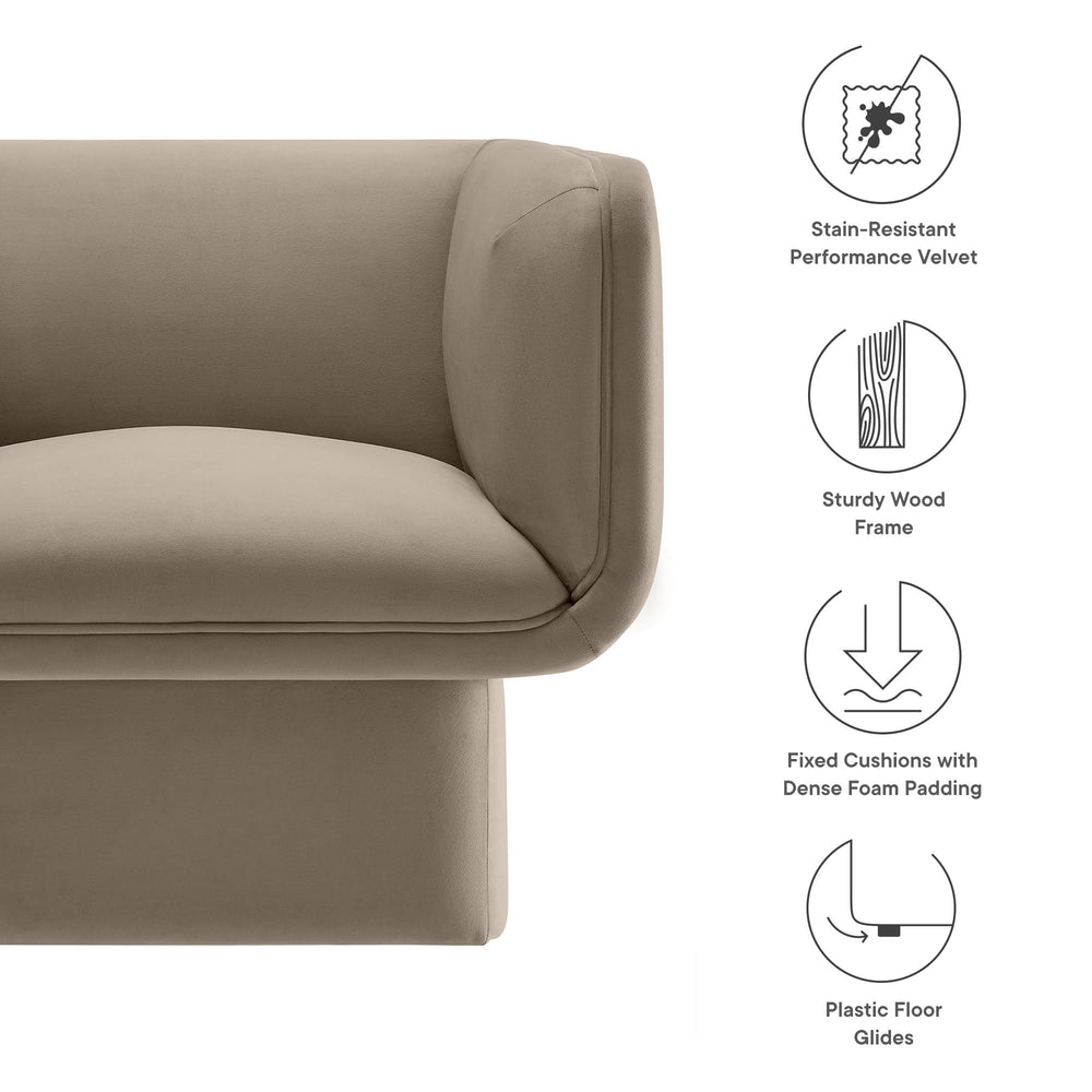 Tate Performance Velvet Accent Chair in Taupe