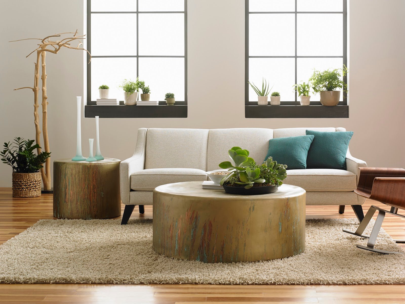 Button Coffee Table in Lichen Finish – Resin & Fiberglass