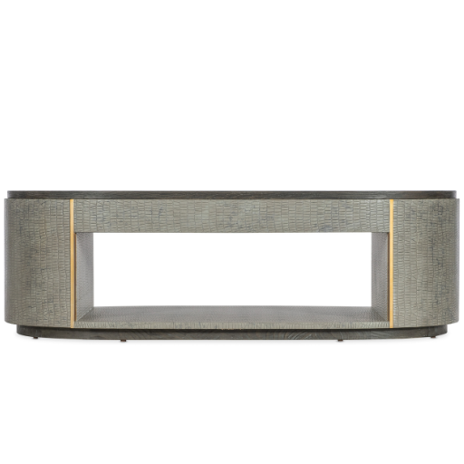 Dylian Coffee Table Gray Crocodile Finish with Gold Accents