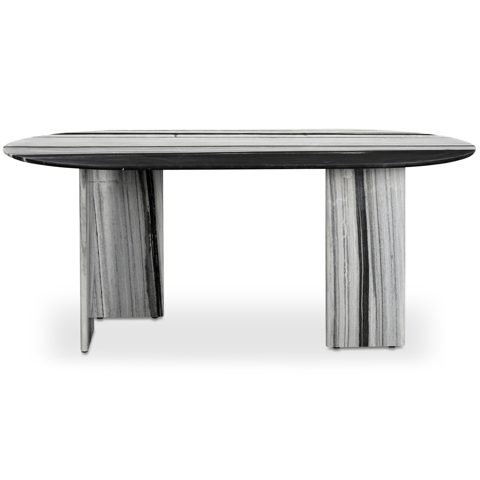 Celia Dining Table – Panda Marble Oval with Geometric Base