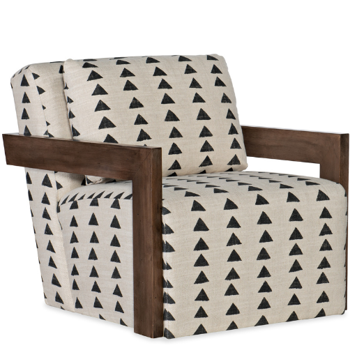 Cabell Exposed Wood Swivel Chair with Plush Cushion & Fabric