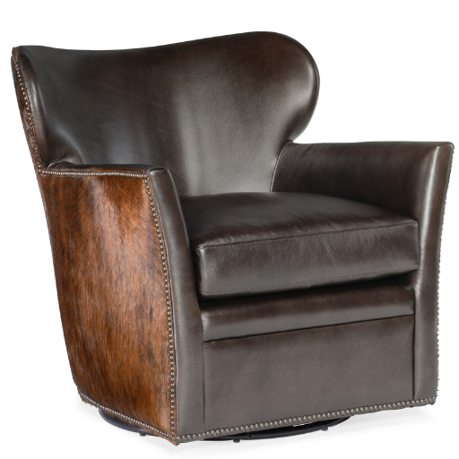 Kato Swivel Chair – Debonair Espresso Leather & Hair-on-Hide