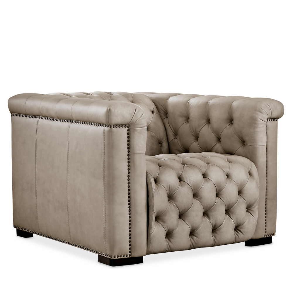 Savion Grandier Leather Power Recliner in Giovanni Taupe
