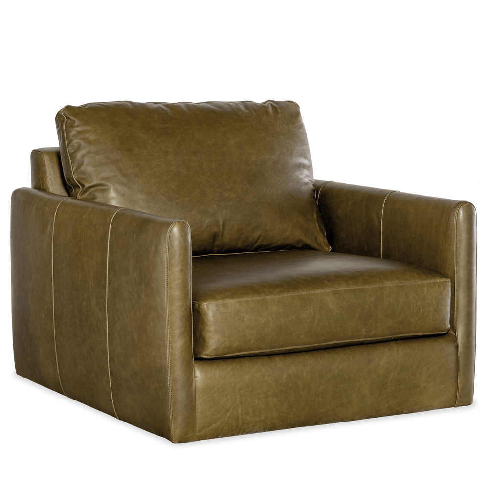 Lennon Swivel Leather Chair – Modern Track Arm Swivel Design