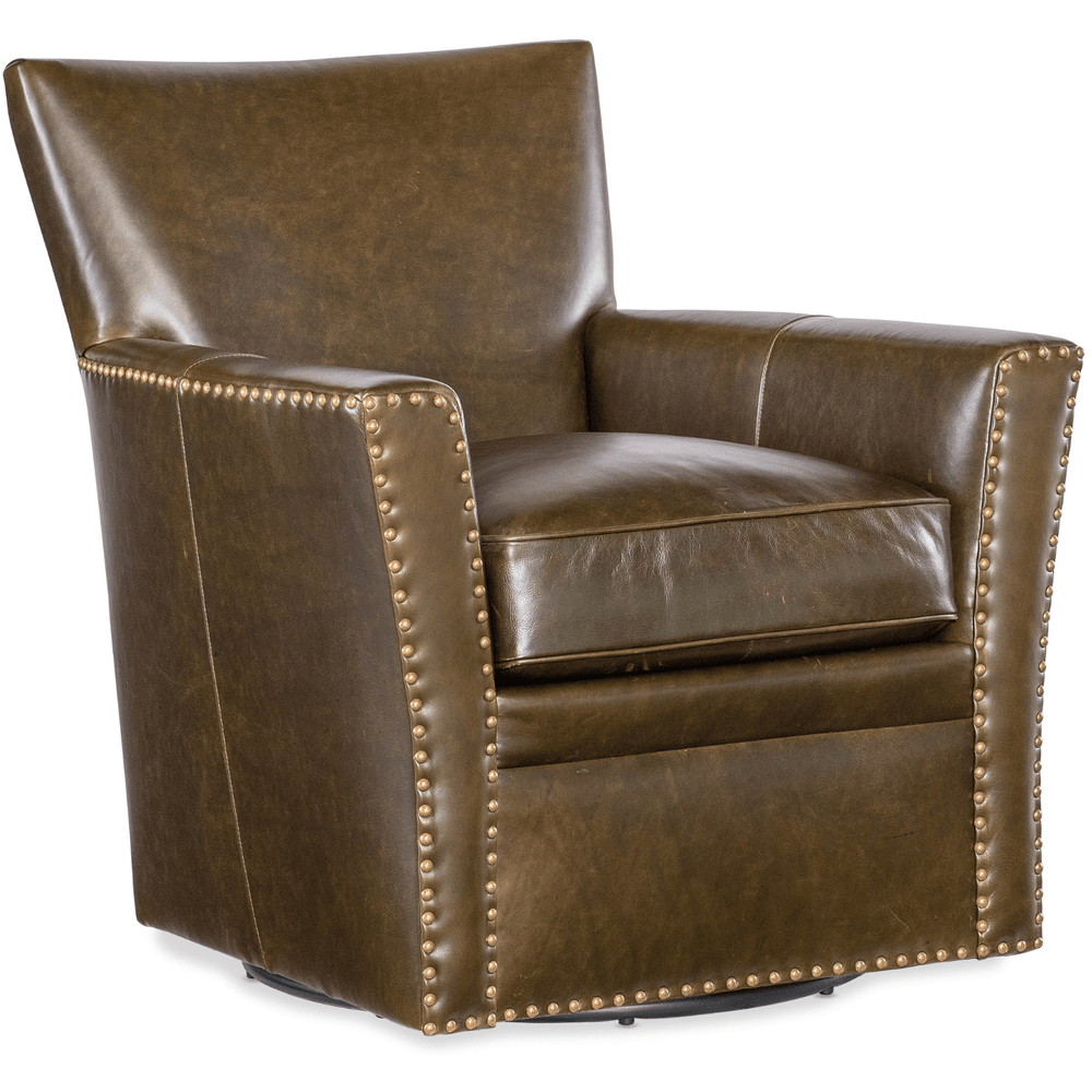 Emeral Swivel Chair in Vintage Brown Aniline Leather