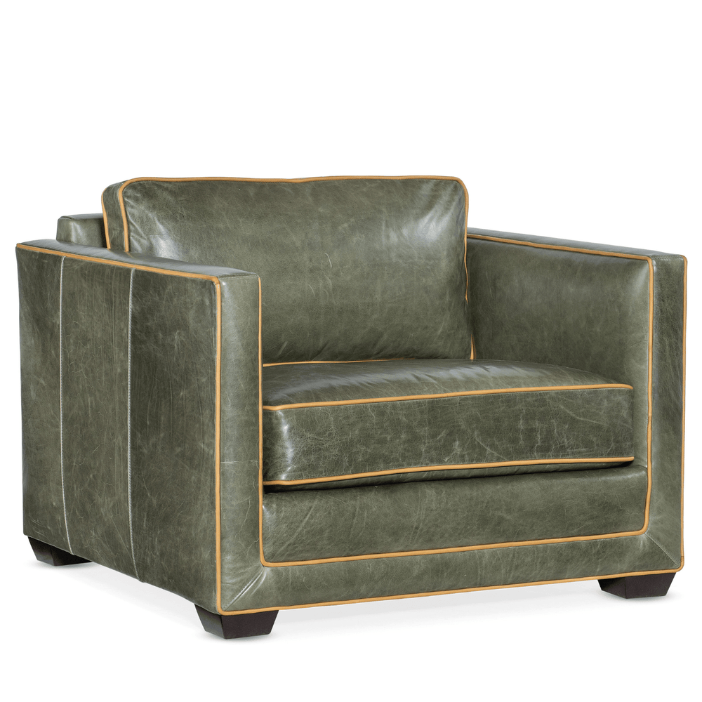 Raine Track Arm Leather Chair – Green Aniline Statement