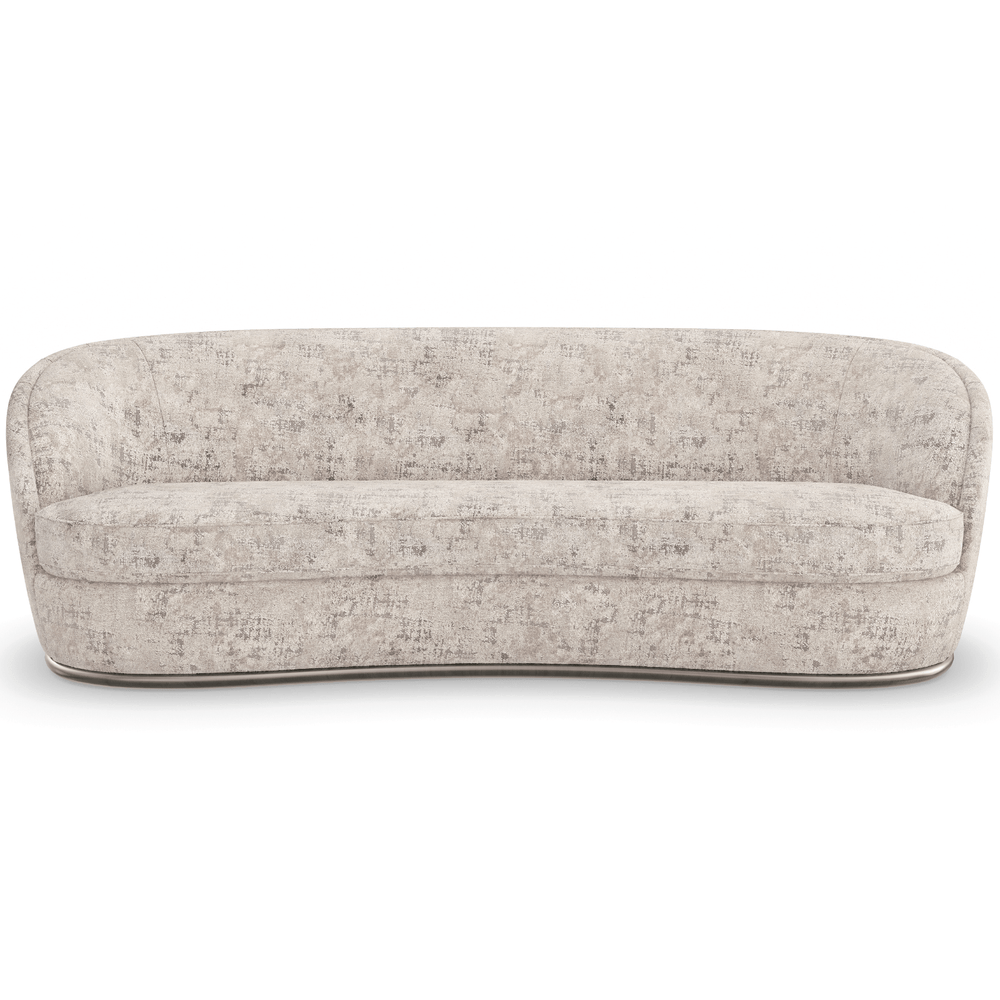 Nebula Biomorphic Chenille Sofa with Charcoal Leaf Base