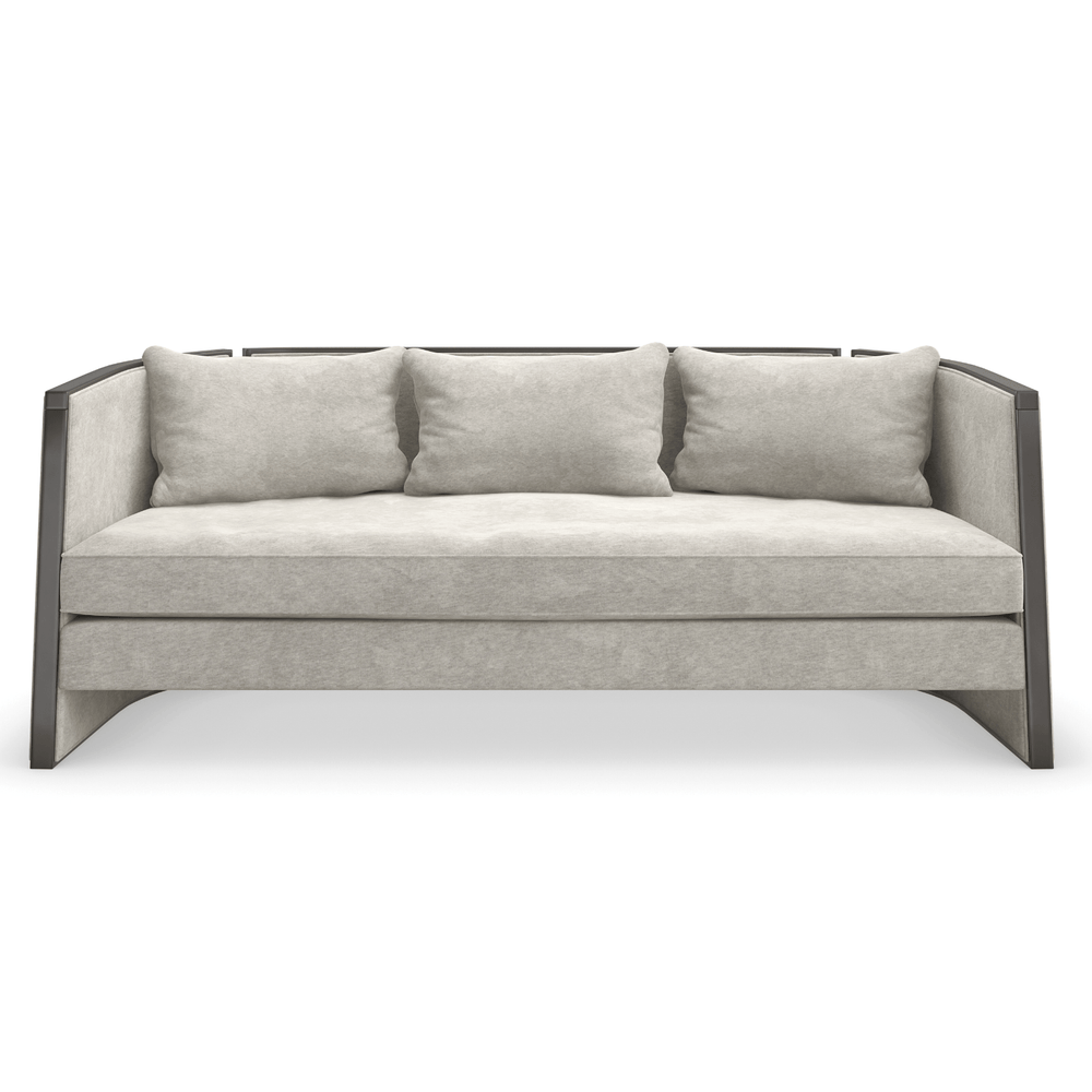 Cut Away Sofa with Brushed Gold Metal & Seal Skin Trim