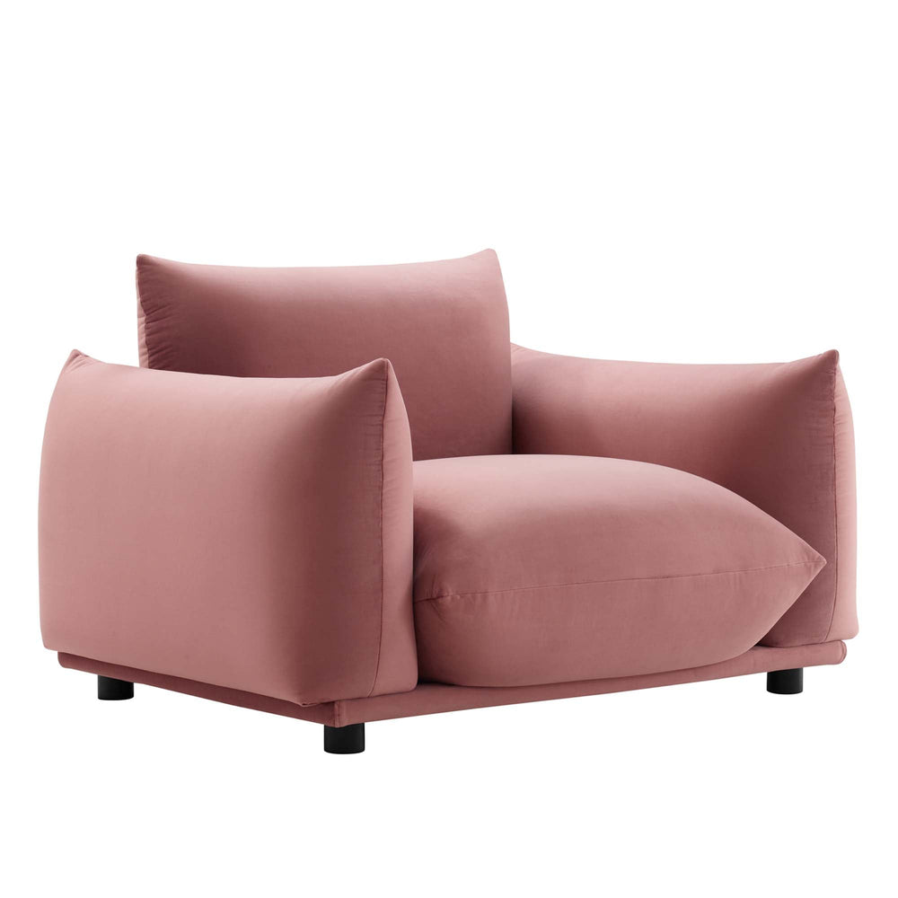 Copious Performance Velvet Armchair in Dusty Rose