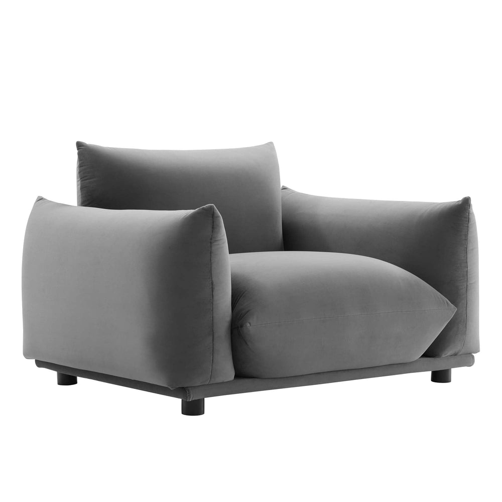 Copious Performance Velvet Armchair in Gray