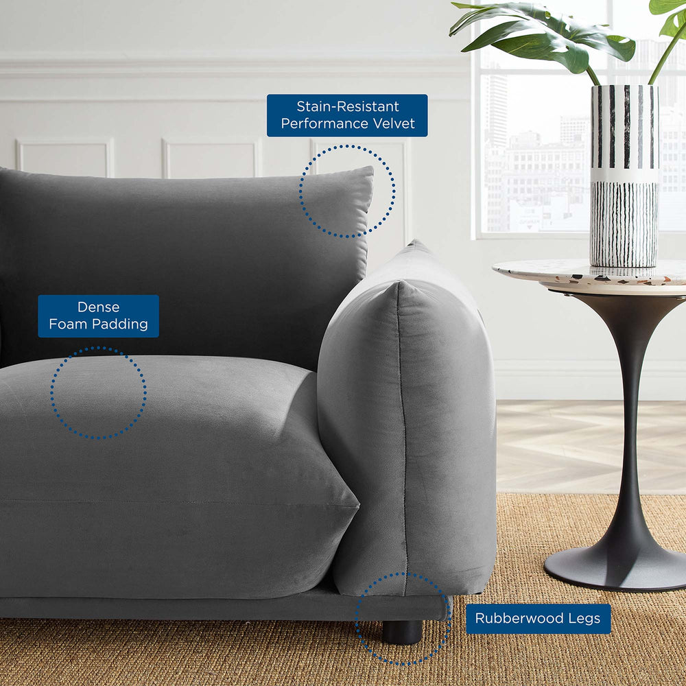 Copious Performance Velvet Armchair in Gray