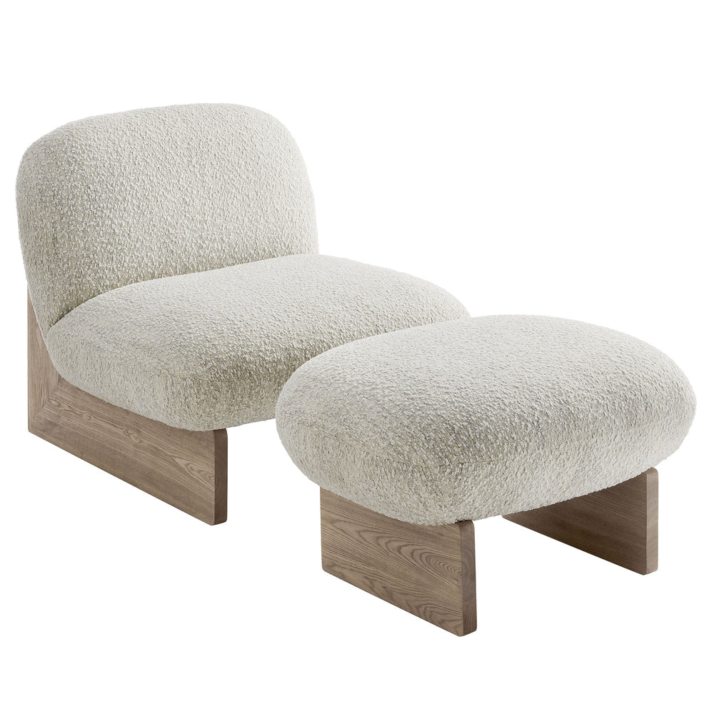 Loyal Accent Chair and Ottoman Set in Pearl Oak