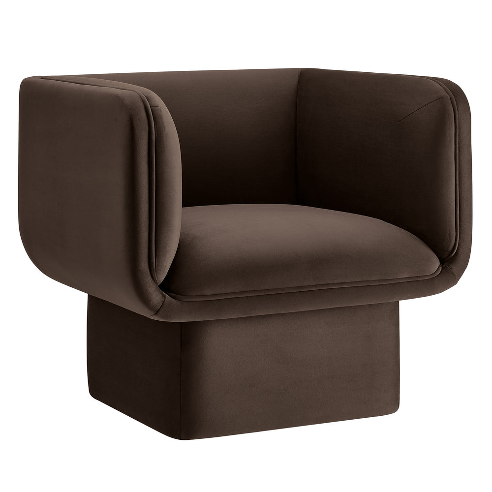 Tate Performance Velvet Accent Chair in Chocolate Brown