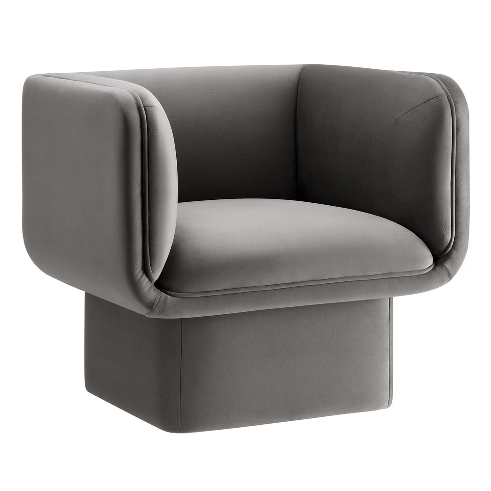 Tate Performance Velvet Accent Chair in Storm Gray