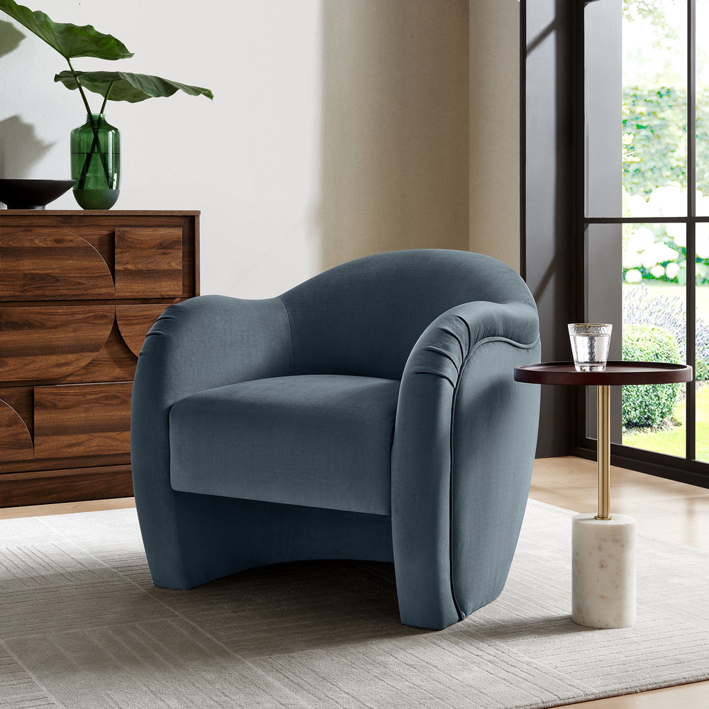 Compose Performance Velvet Accent Chair in Cadet Blue