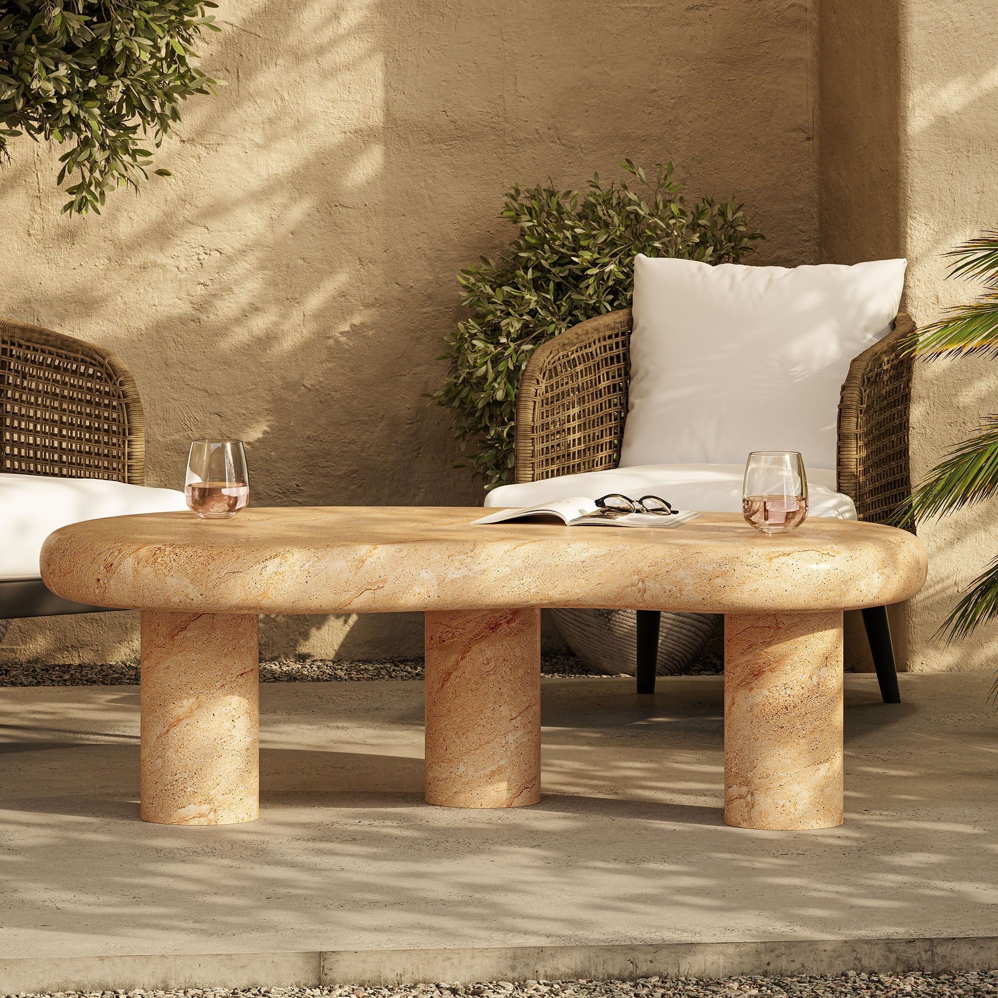 Elowen Faux Travertine Coffee Table
