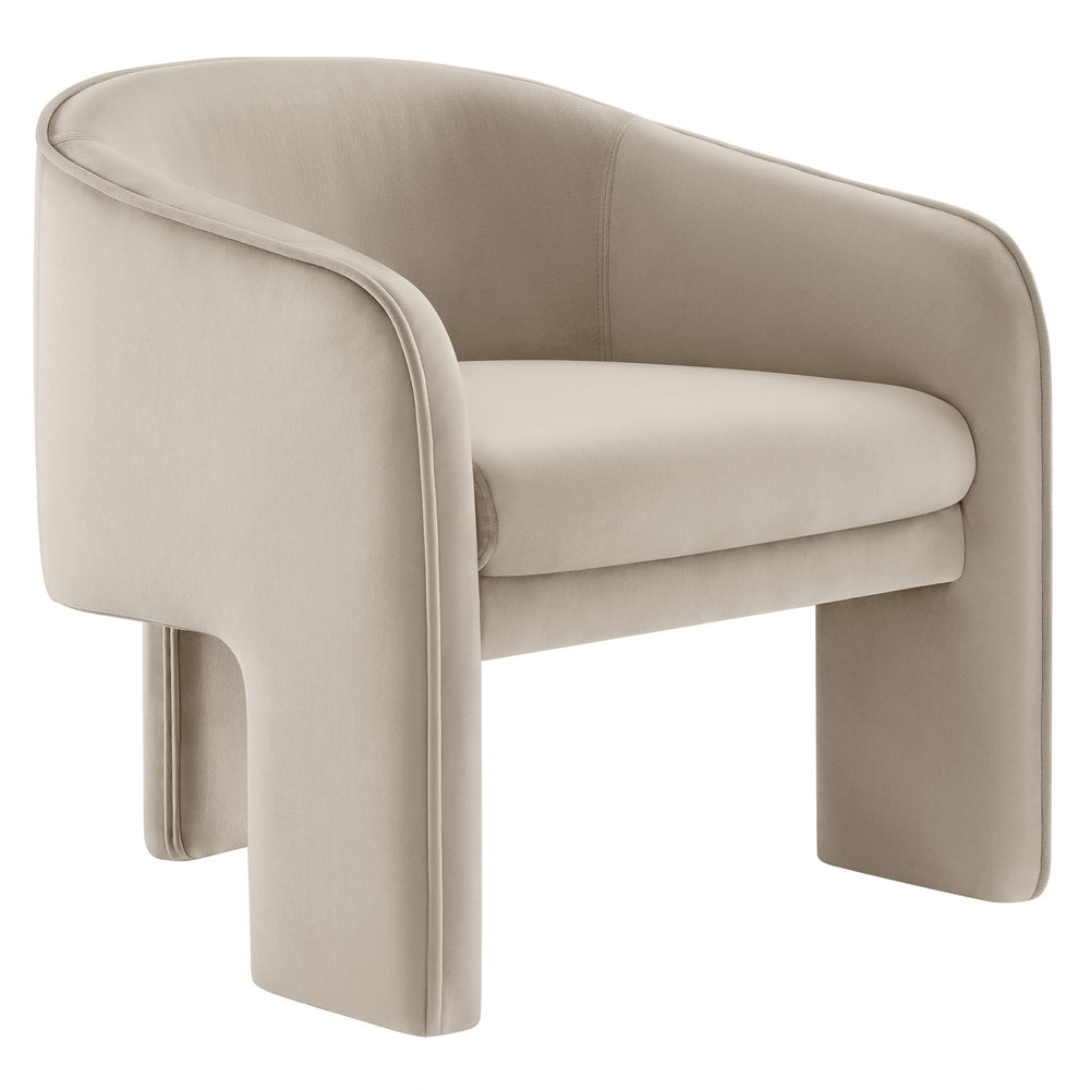 Greer Performance Velvet Armchair in Almond
