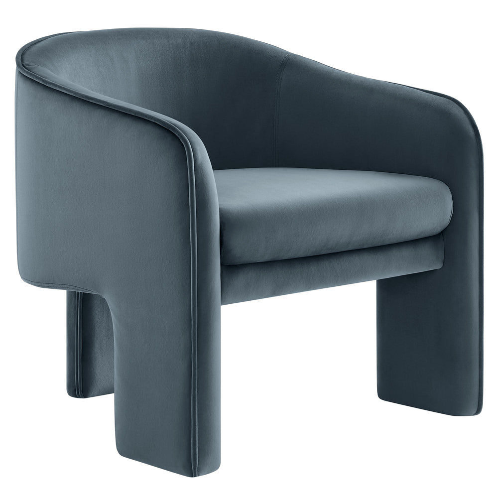 Greer Performance Velvet Armchair in Cadet Blue