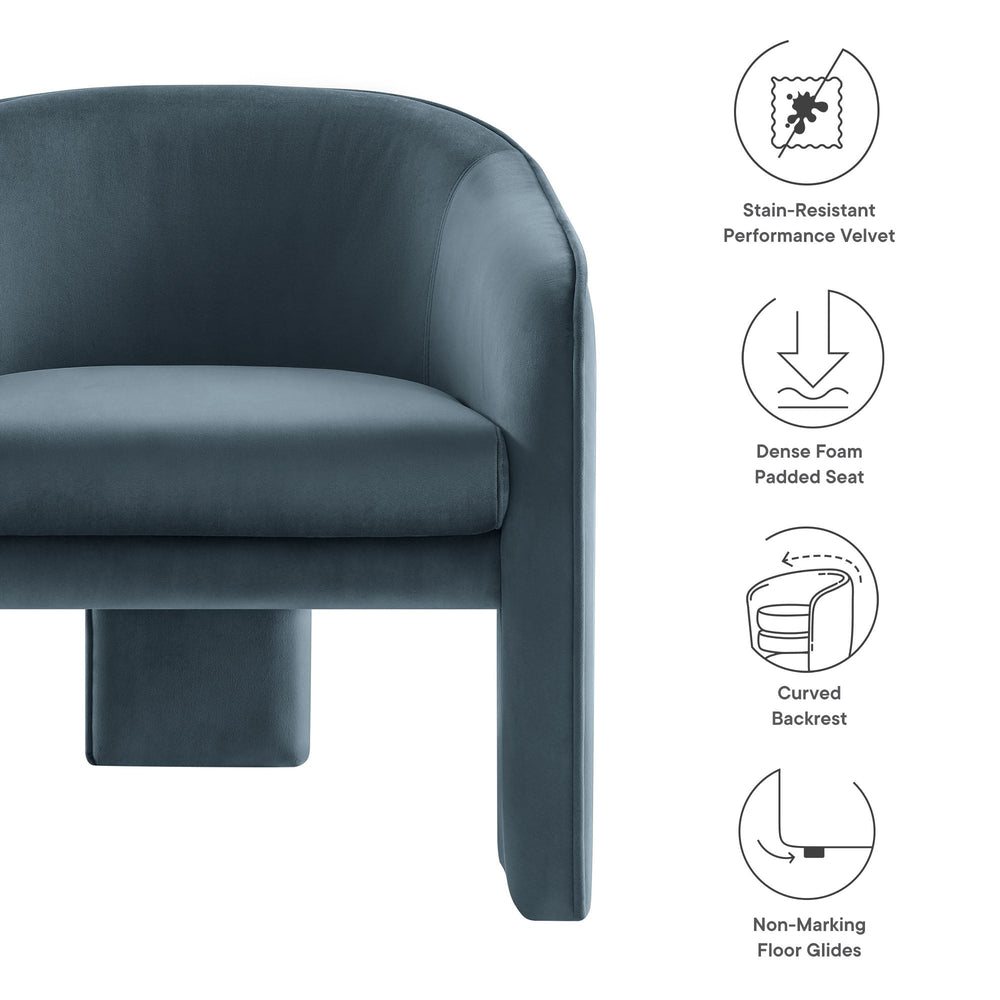 Greer Performance Velvet Armchair in Cadet Blue