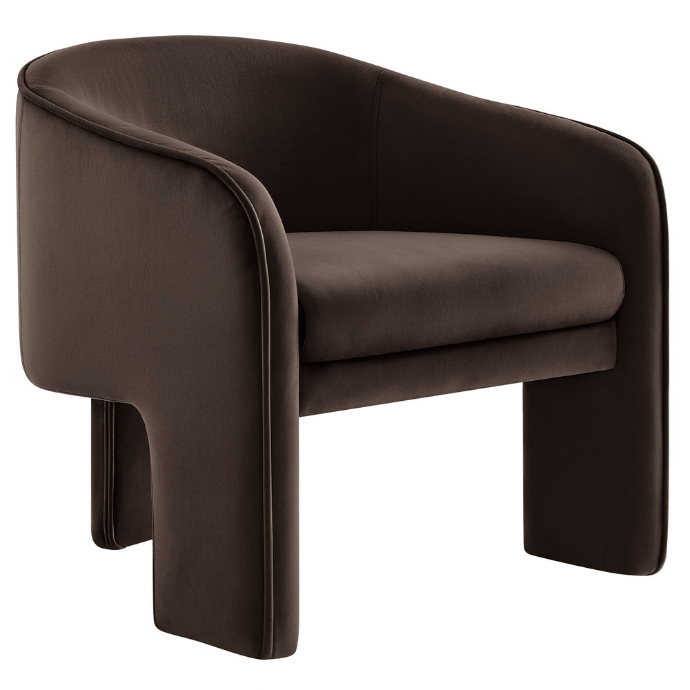 Greer Performance Velvet Armchair in Chocolate Brown