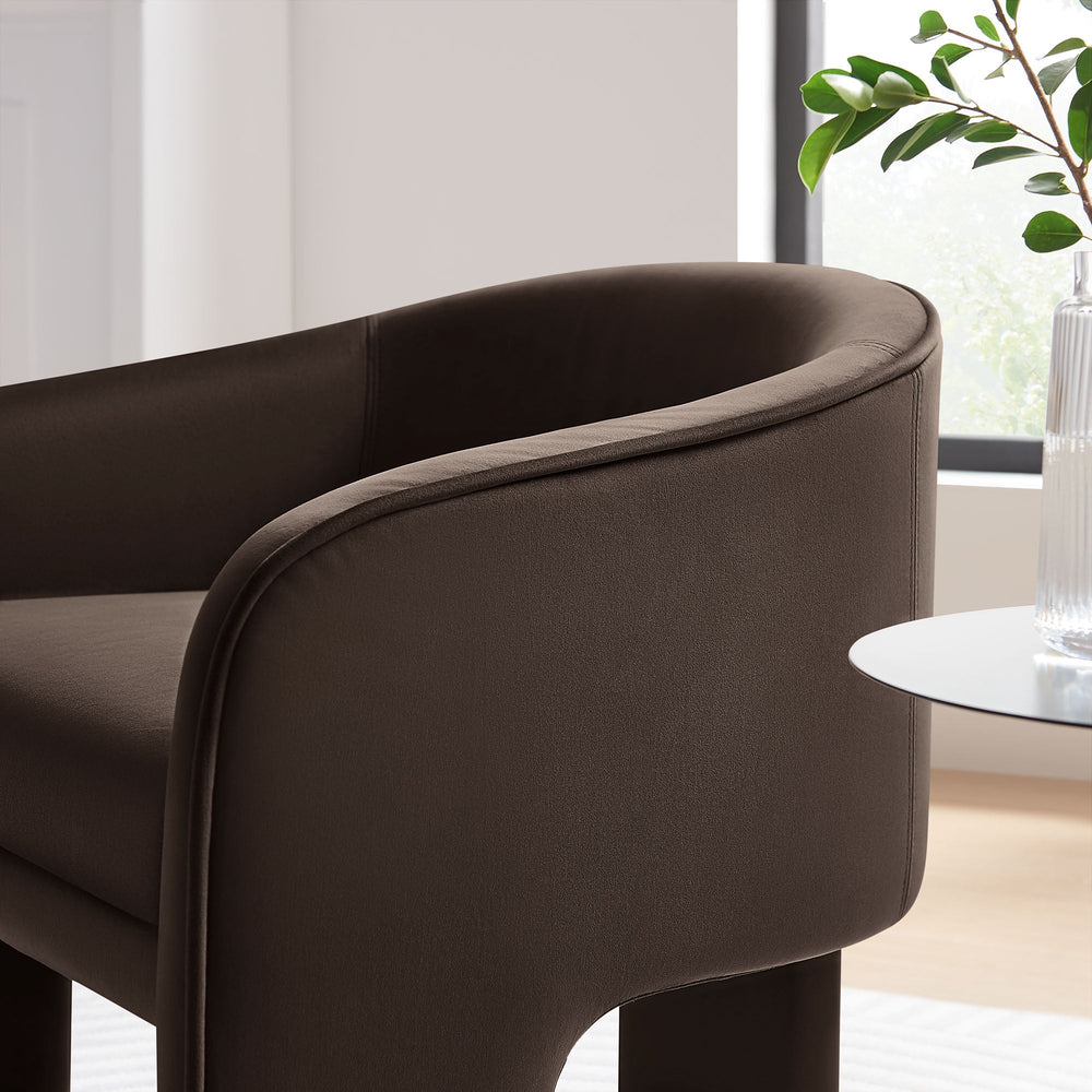 Greer Performance Velvet Armchair in Chocolate Brown