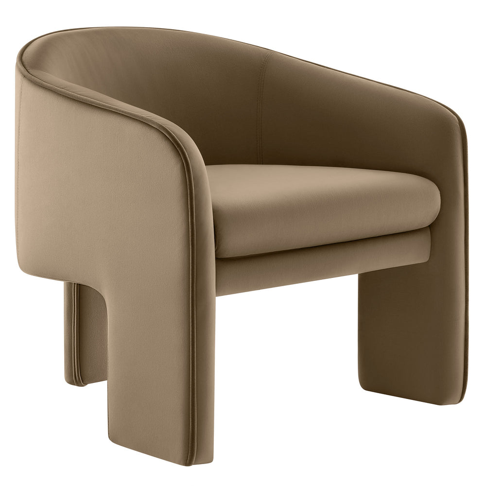 Greer Performance Velvet Armchair in Taupe