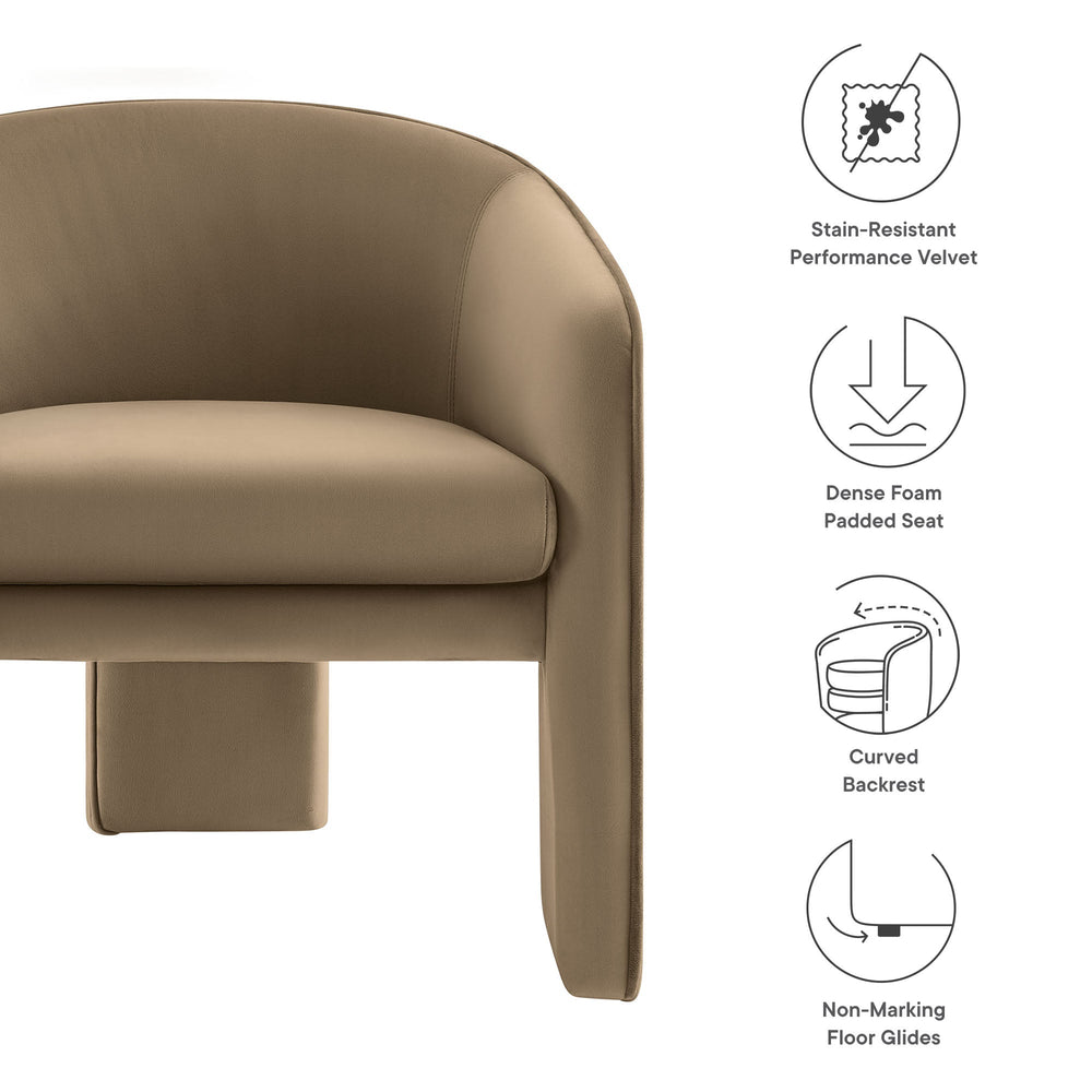 Greer Performance Velvet Armchair in Taupe