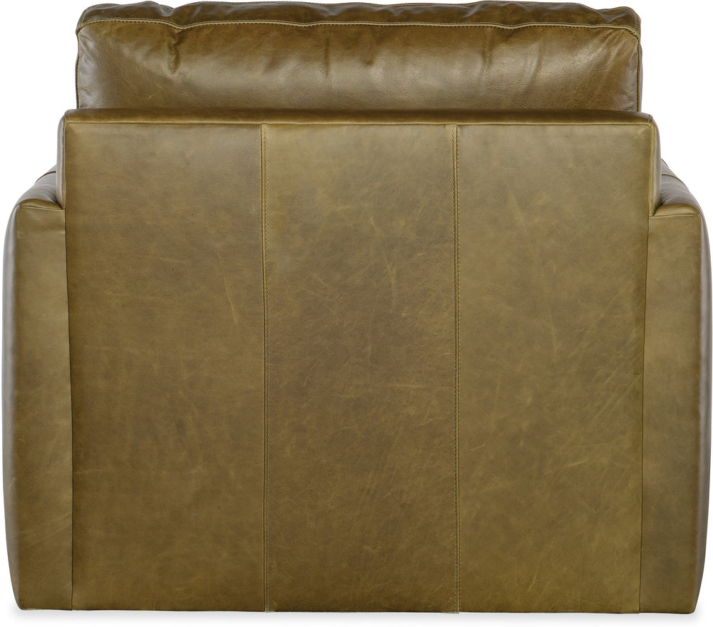 Lennon Swivel Leather Chair – Modern Track Arm Swivel Design