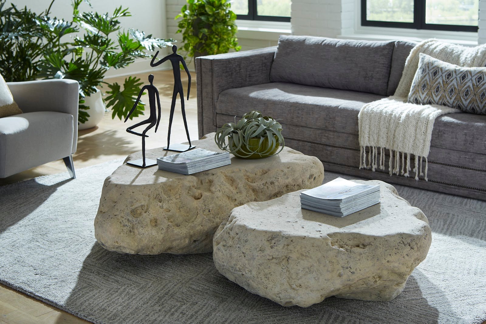 Cast Boulder Coffee Table in Roman Stone – Indoor/Outdoor