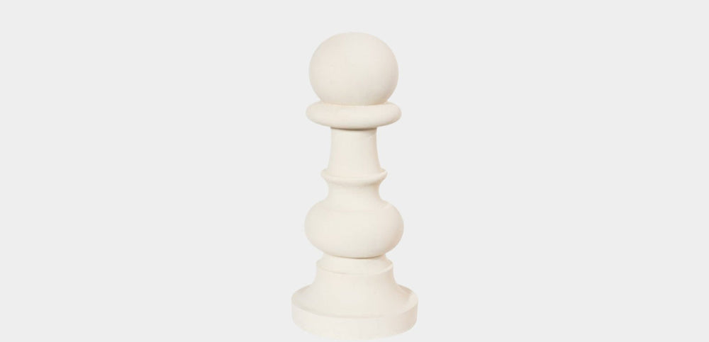 Pawn Chess Sculpture in Cast Stone White – Life-Size Decor