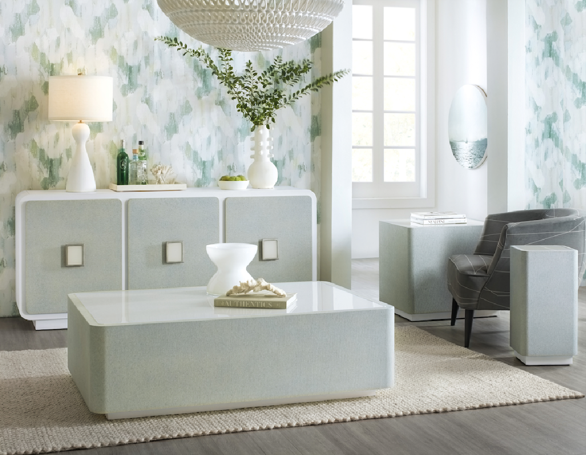 Atlantis Entertainment Credenza – Raffia Doors, Cream & Blue