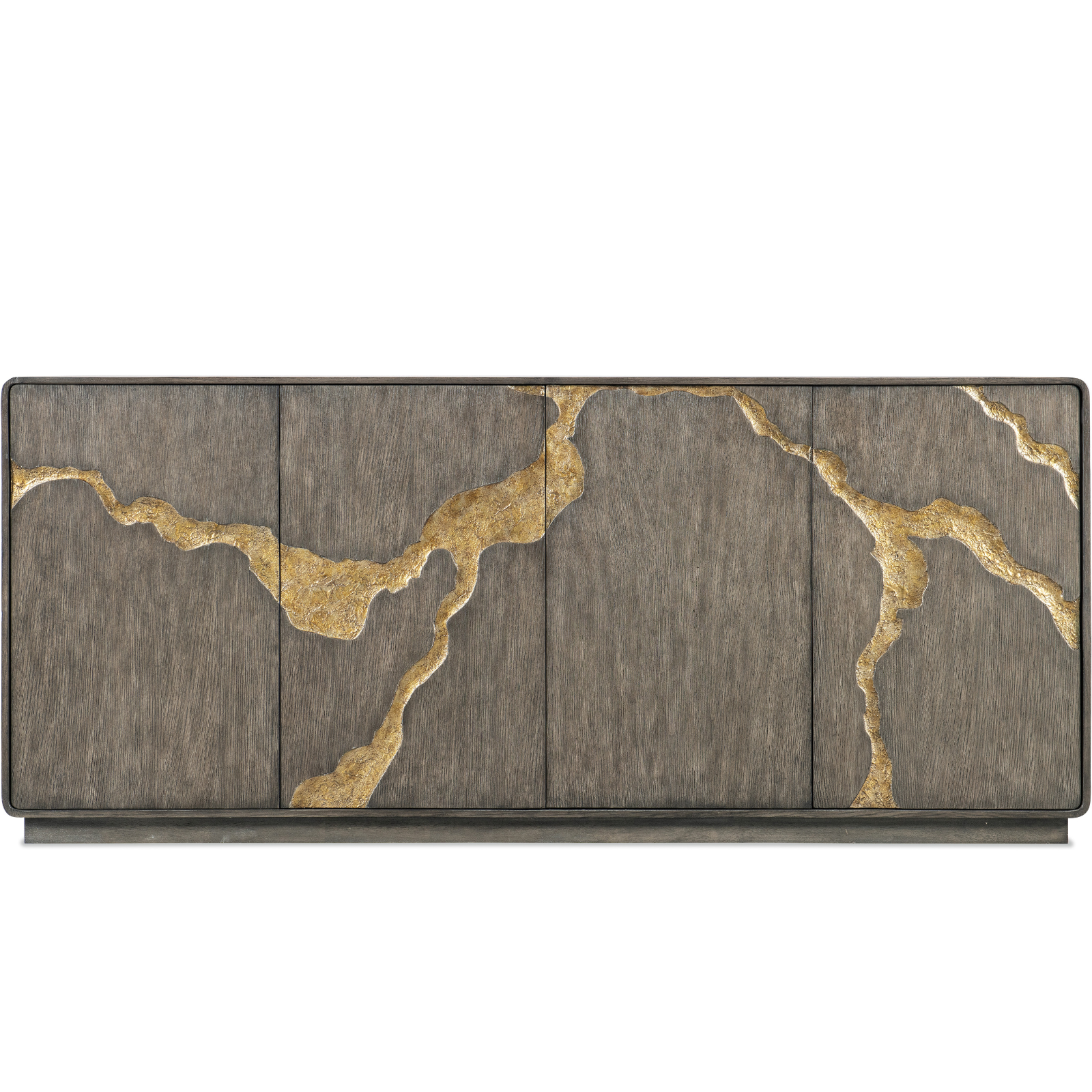 Fissured Entertainment Credenza – Oak Veneers, Olive Green