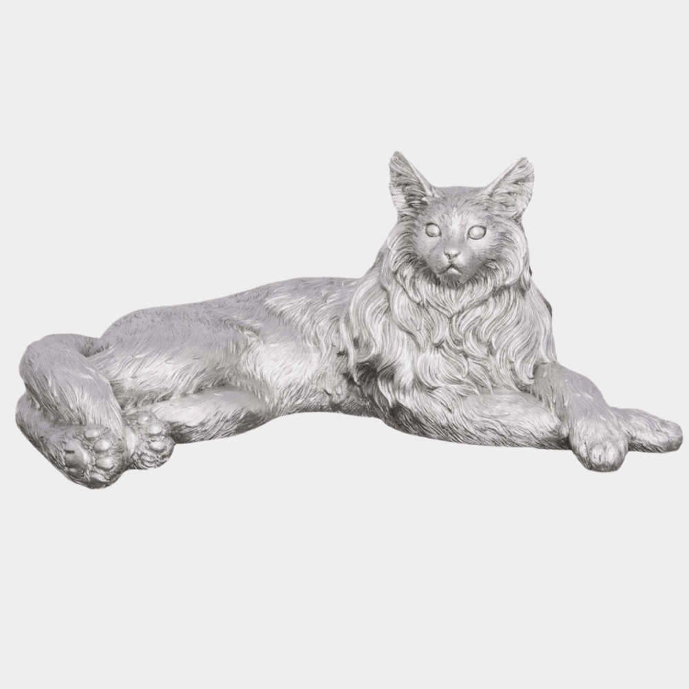 Cat Sculpture in Silver Leaf