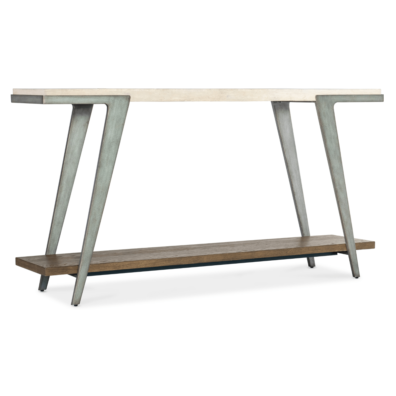 Boomerang Console Table – Travertine Marble & Metal Frame