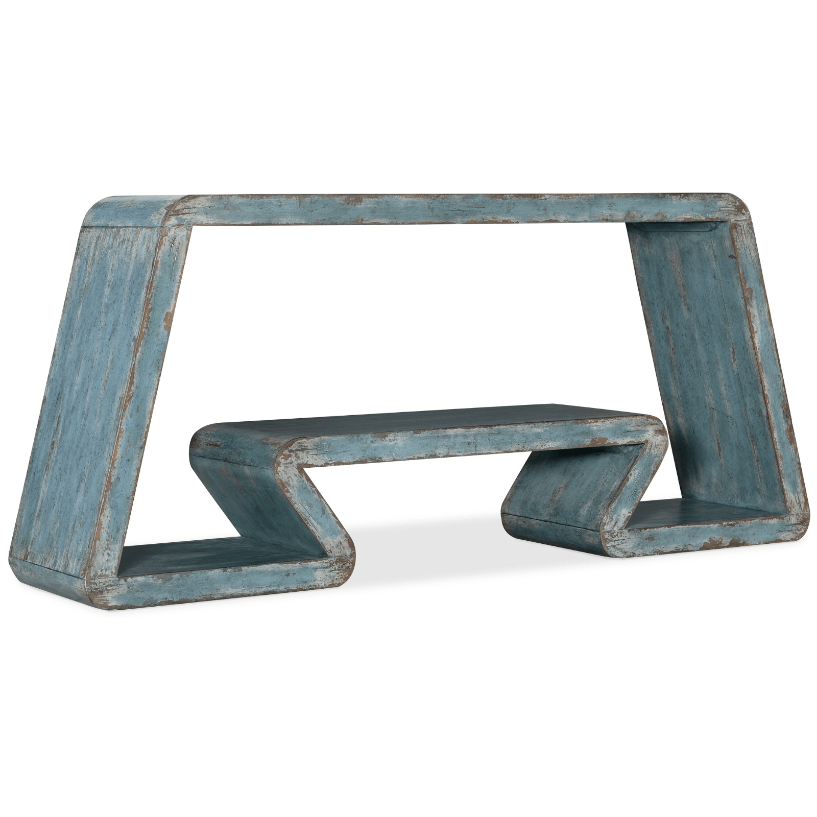 Inside Track Console Table – Vintage Sky Blue Maple Veneers