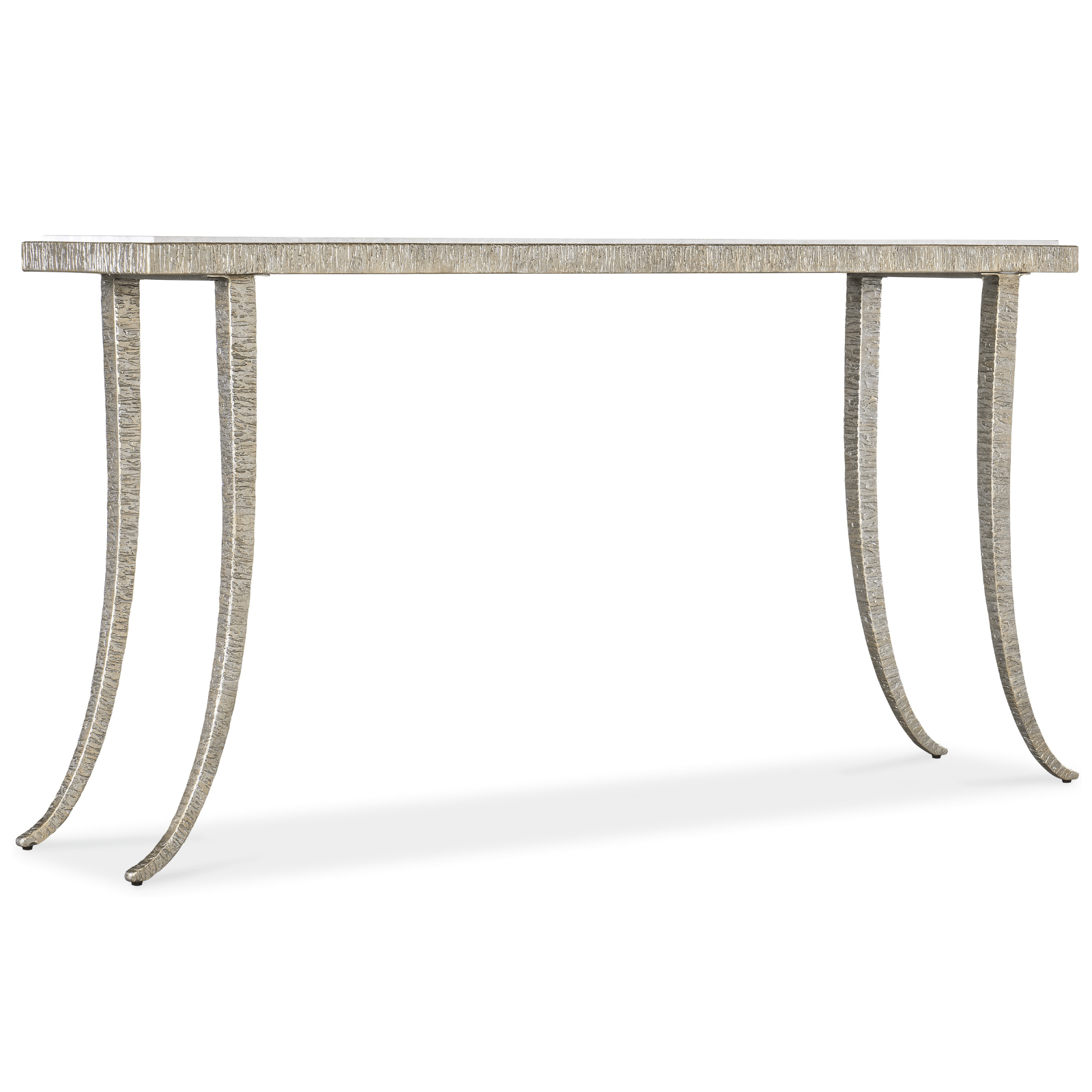 Melange Sabre Console Table with Marble Top & Silver Frame