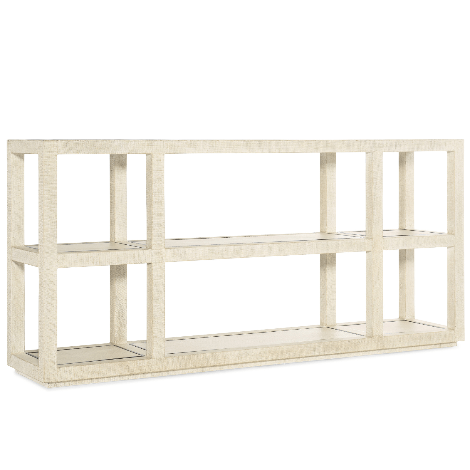 Cascade Console Table with Lacquered Burlap & Metal Inlay