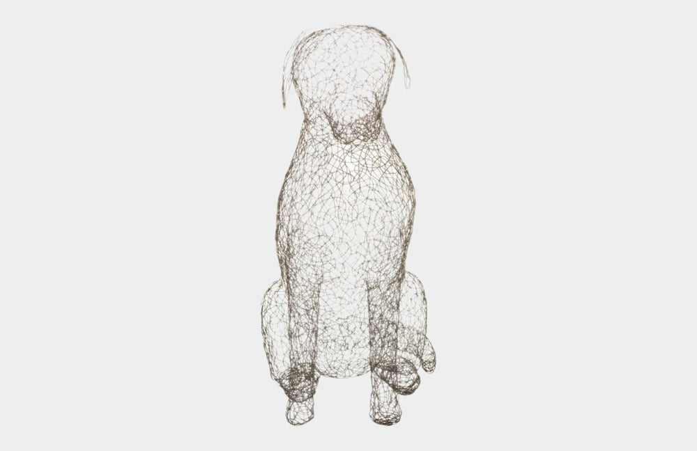 Crazy Wire Retriever Sculpture - Bronze Metal Wire Art
