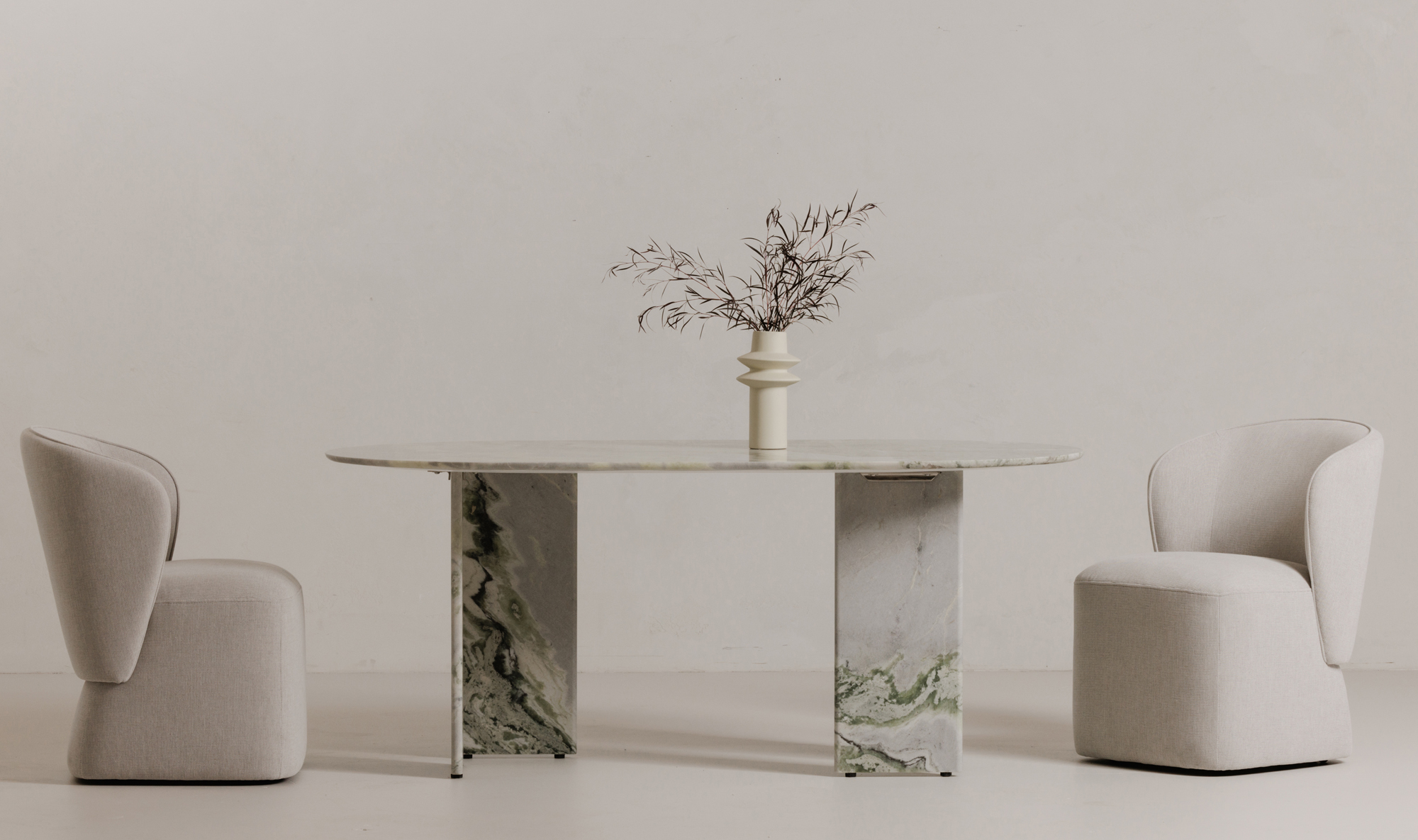 Celia Oval Dining Table in Elegant Green Onyx Marble